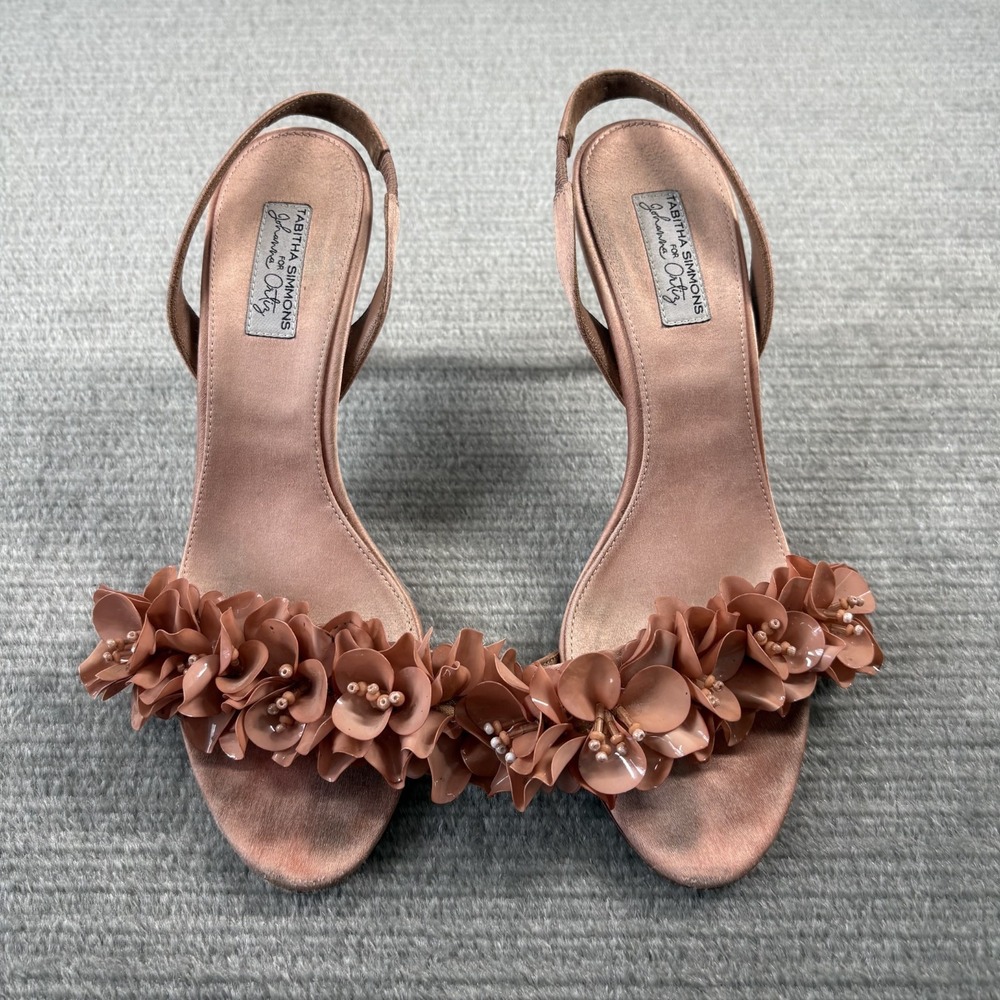 Tabitha Simmons x Johanna Ortiz 3D Floral Sandals HeelS 36.5 US 6 Pink Satin